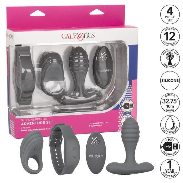 Silicone Remote Vibrating Penis Ring & Anal Adventure Set - Romantic Blessings