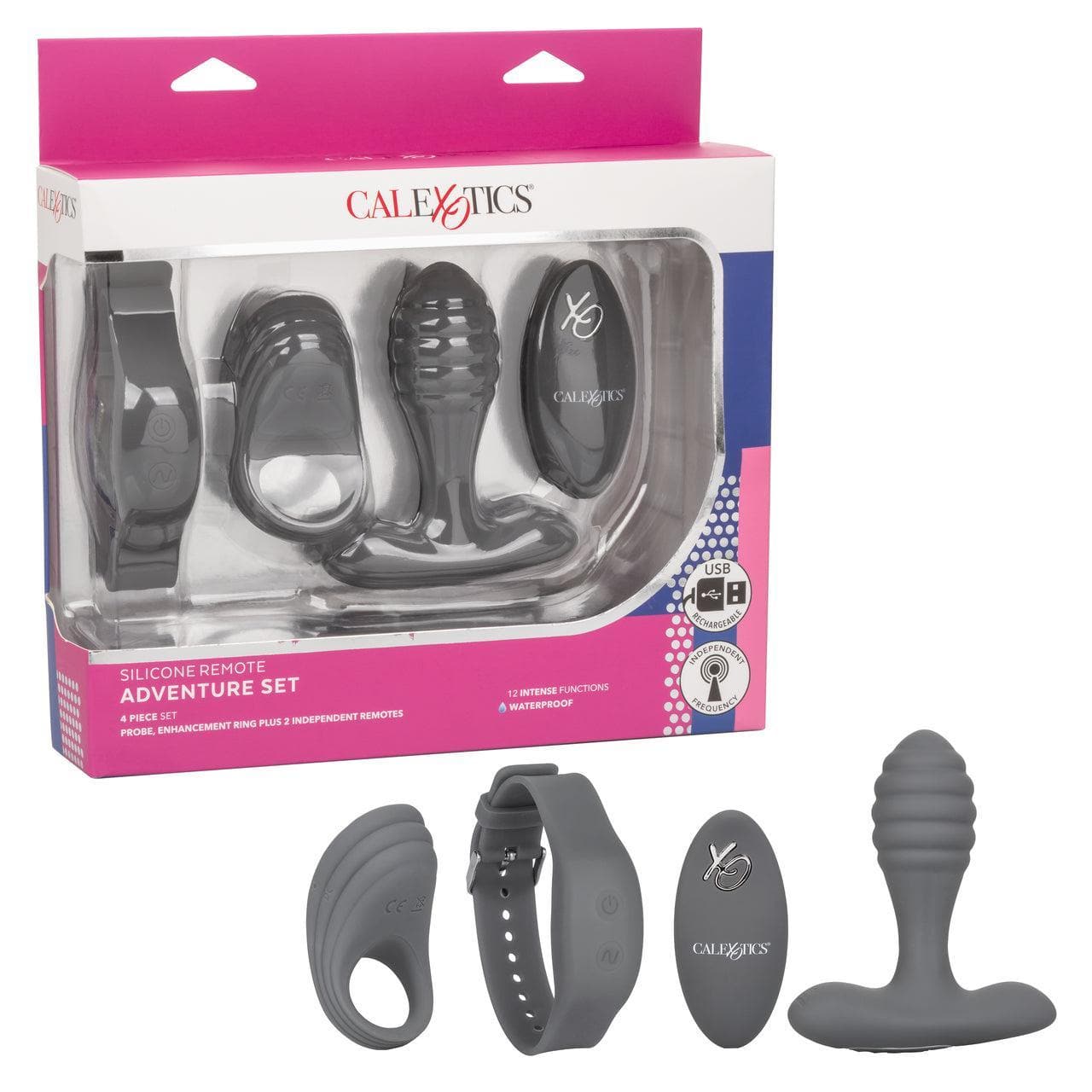 Silicone Remote Vibrating Penis Ring & Anal Adventure Set - Romantic Blessings