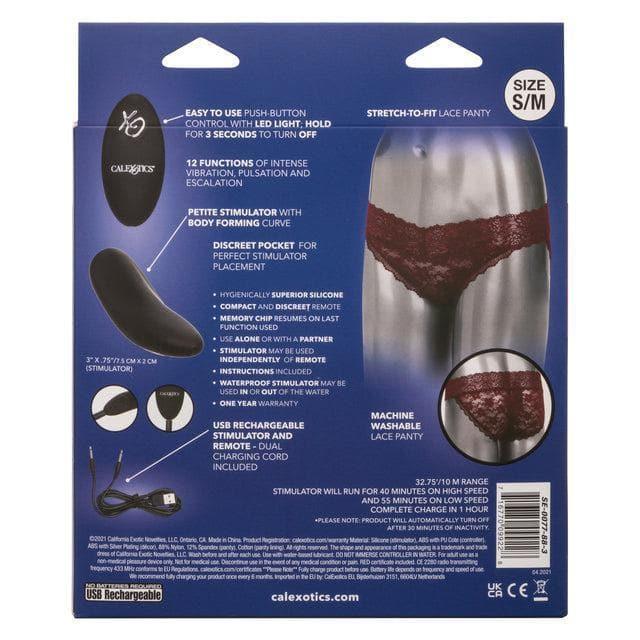 Silicone Rechargeable Lace Panty 3 Piece Vibrator With Remote Control Burgundy - Romantic Blessings