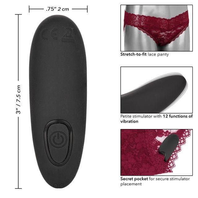Silicone Rechargeable Lace Panty 3 Piece Vibrator With Remote Control Burgundy - Romantic Blessings