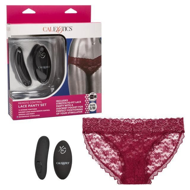 Silicone Rechargeable Lace Panty 3 Piece Vibrator With Remote Control Burgundy - Romantic Blessings