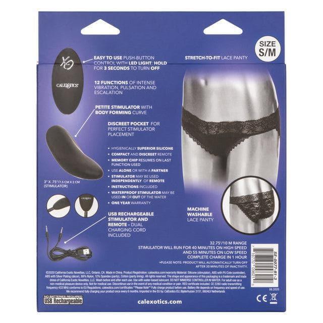 Silicone Rechargeable Lace Panty 3 Piece Vibrator With Remote Control Black - Romantic Blessings