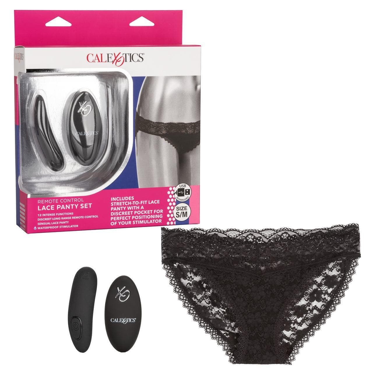 Silicone Rechargeable Lace Panty 3 Piece Vibrator With Remote Control Black - Romantic Blessings