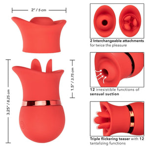 French Kiss Suck & Play Rechargeable Silicone Interchangeable Clit Stimulator Set Red - Romantic Blessings