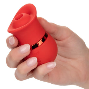 French Kiss Suck & Play Rechargeable Silicone Interchangeable Clit Stimulator Set Red - Romantic Blessings