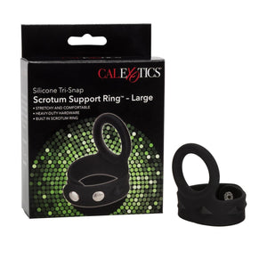 Silicone Tri-Snap Adjustable Scrotum Support with Penis Ring - Romantic Blessings