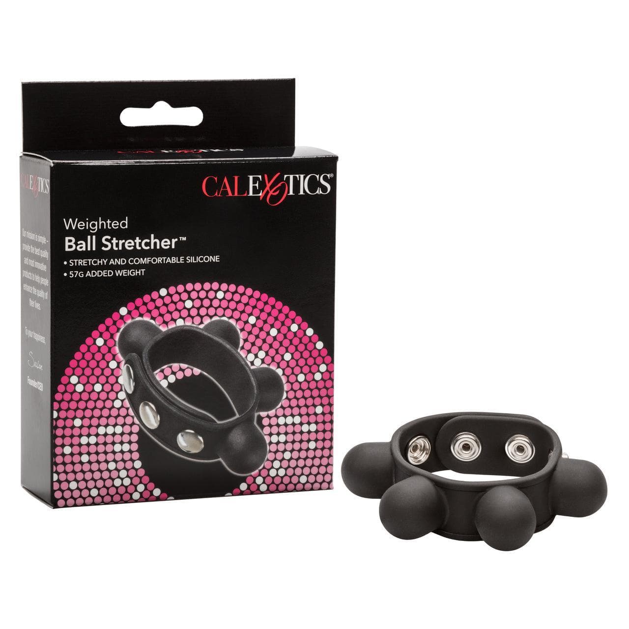 Silicone 2 Oz Weighted Adjustable Ball Stretcher with Penis Ring - Romantic Blessings