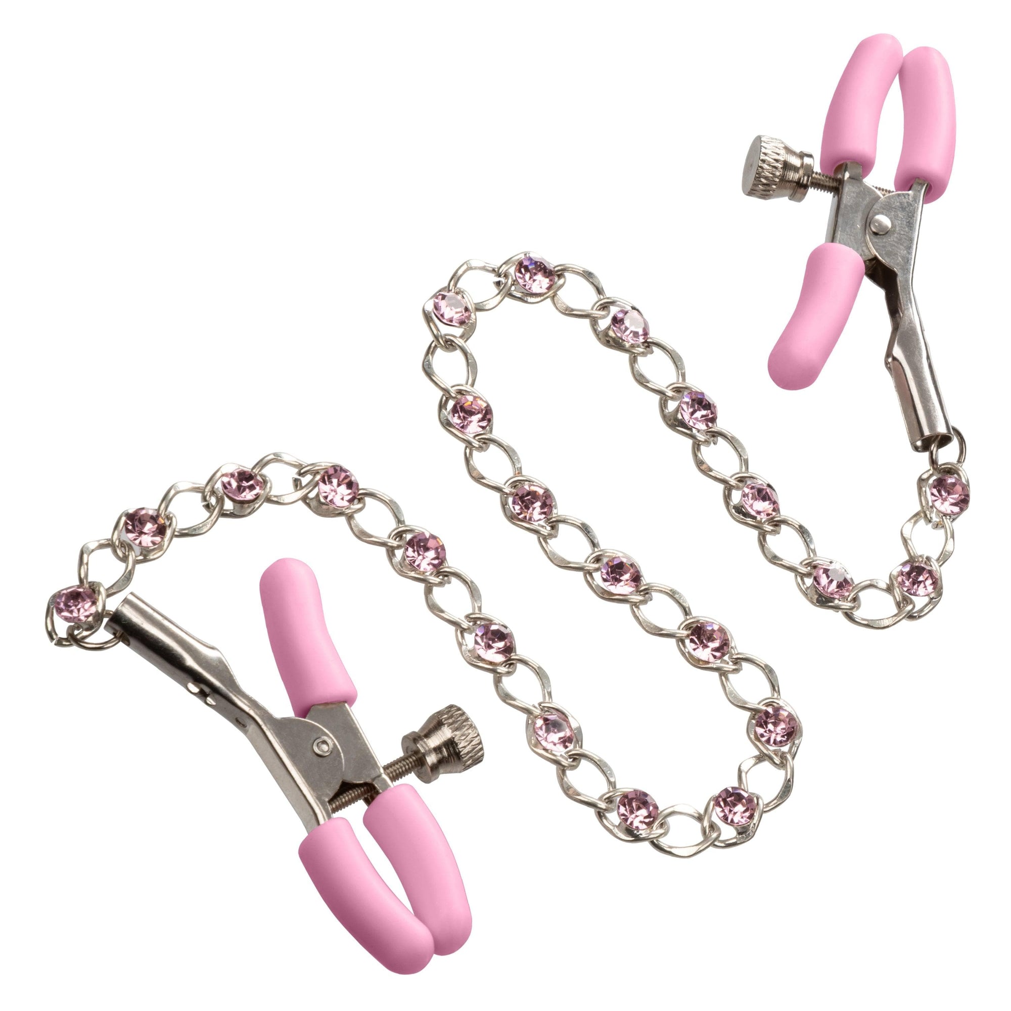 Nipple Play Fully Adjustable Crystal Chain Nipple Clamps - Romantic Blessings