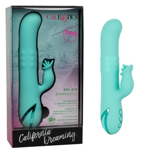 California Dreaming Bel Air Bombshell Rechargeable Silicone Vibrator with Clitoral Stimulator - Romantic Blessings