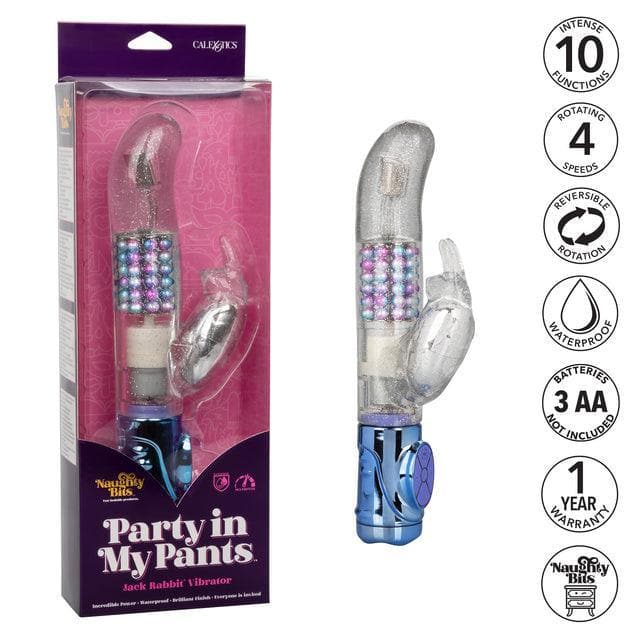 Naughty Bits Party in my Pants Jack Rabbit Rotating and Gyrating Vibrator with LED Lights - Romantic Blessings