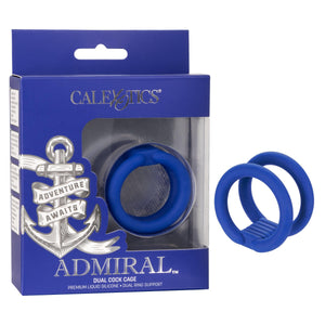 Admiral Dual Premium Silicone Penis Ring Cage Blue - Romantic Blessings