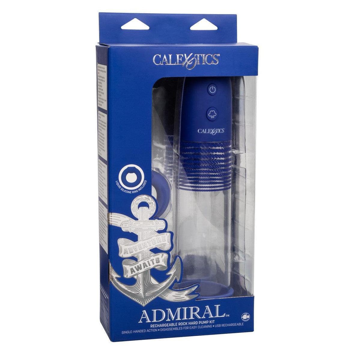 Admiral Rechargeable Rock Hard Automatic Penis Pump Kit Blue - Romantic  Blessings