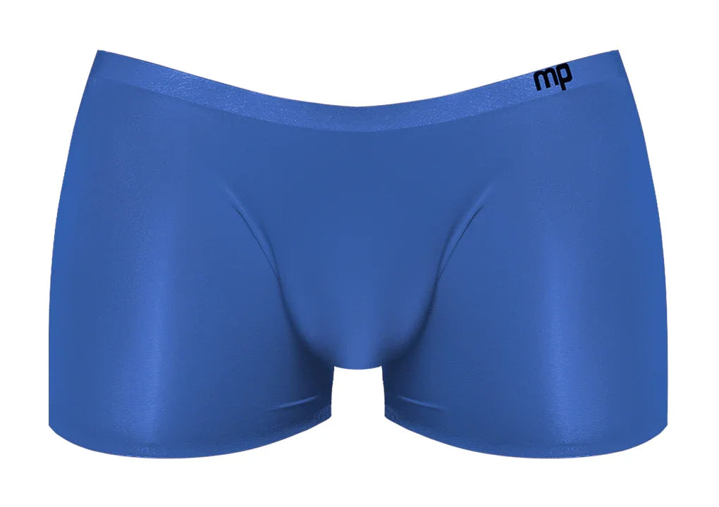 Male Power Seamless Sleek Short with Sheer Pouch Blue