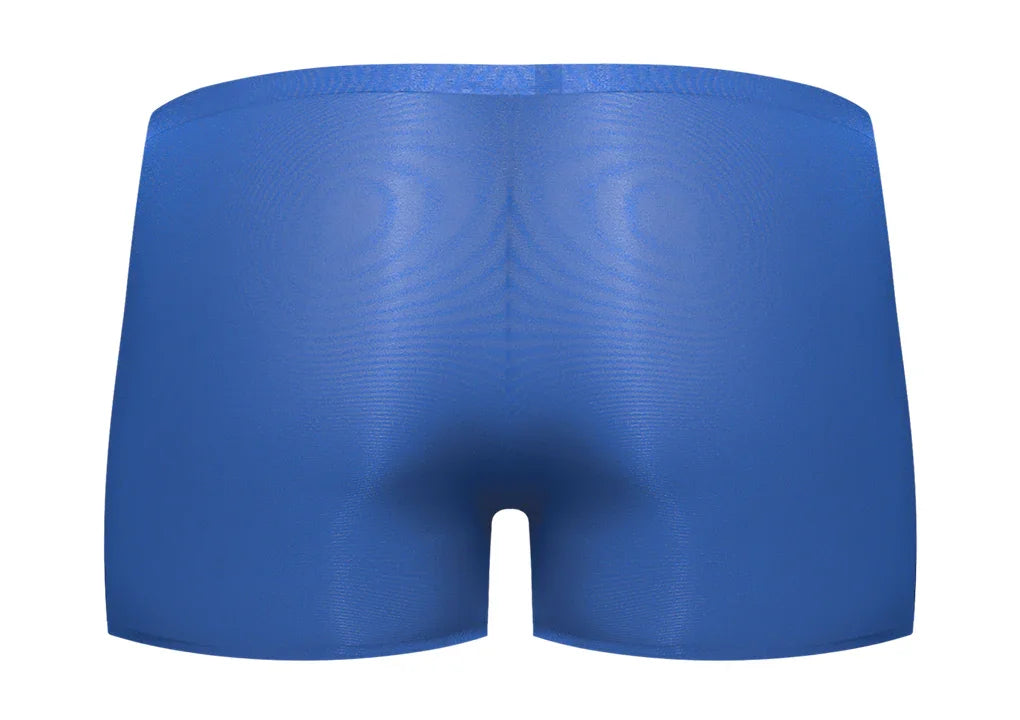 Male Power Seamless Sleek Short with Sheer Pouch Blue