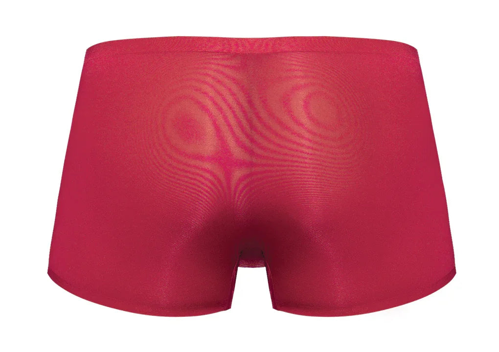 Male Power Seamless Sleek Short with Sheer Pouch Wine