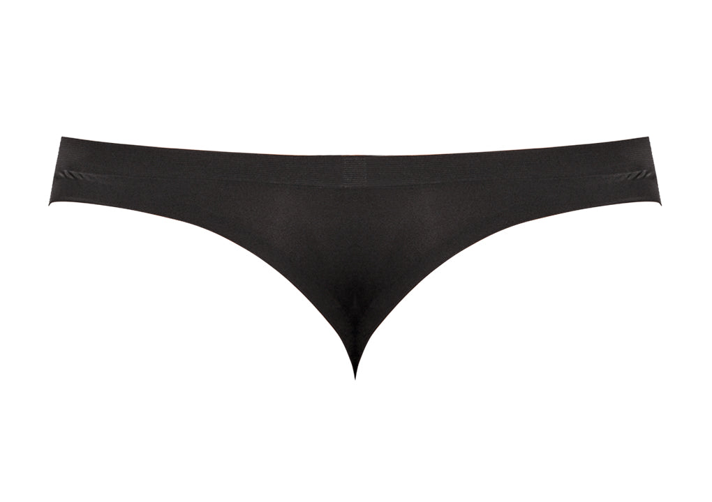 Male Power Seamless Sleek Thong with Sheer Pouch Black - Romantic