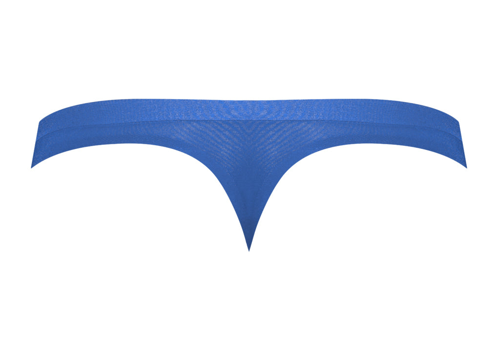 Male Power Seamless Sleek Thong with Sheer Pouch Blue