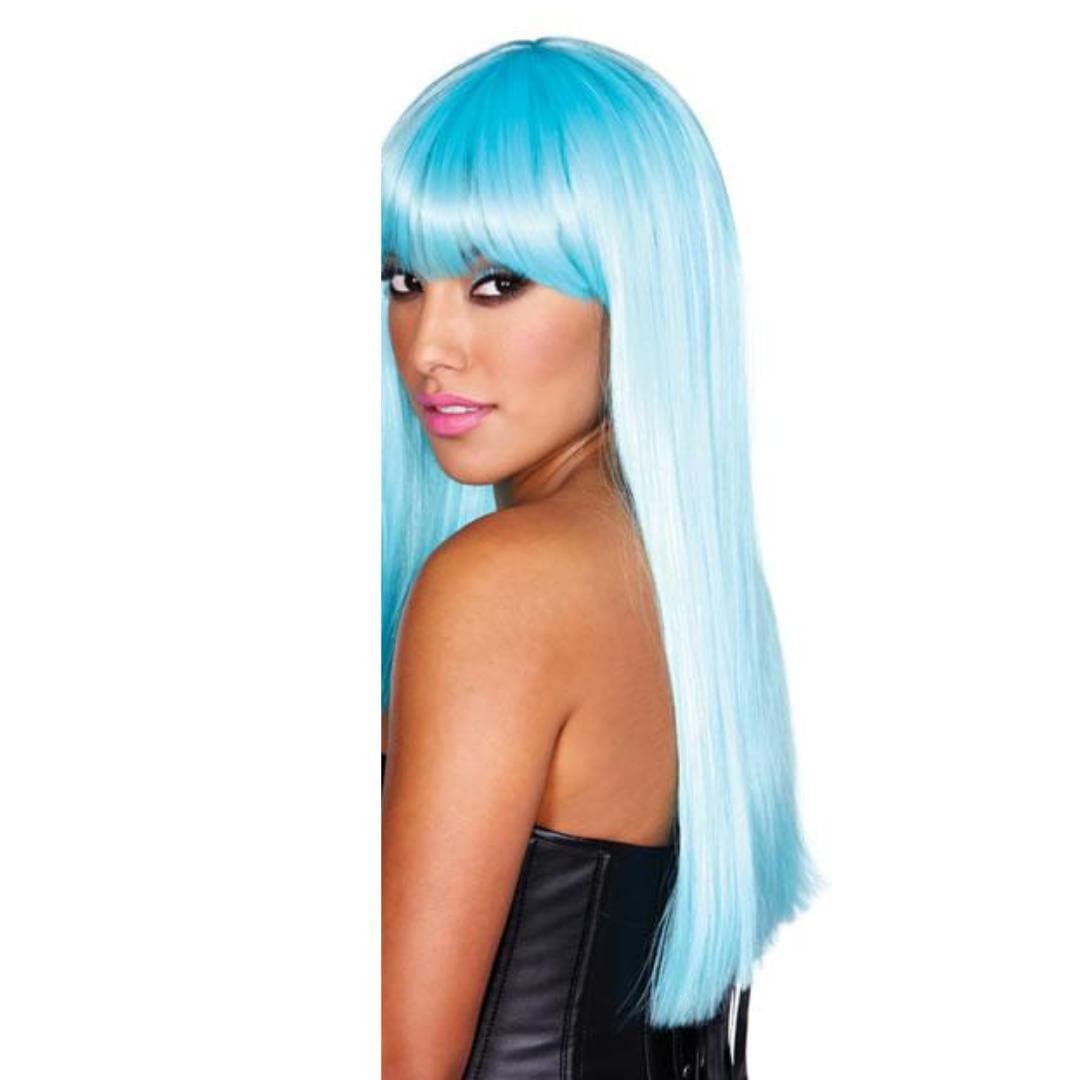 Pleasure Wigs Star Long Straight Banged Hair Wig Blue - Romantic Blessings