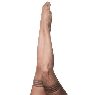 Kixies Samantha Fishnet Thigh Highs Nude - Romantic Blessings