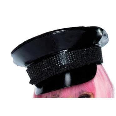 Leg Avenue Rhinestone Trimmed Officer Hat One Size Black - Romantic Blessings