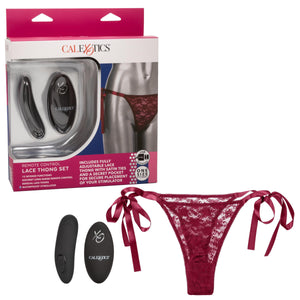 Silicone Rechargeable Lace Thong Panty 3 Piece Vibrator With Remote Control - Romantic Blessings
