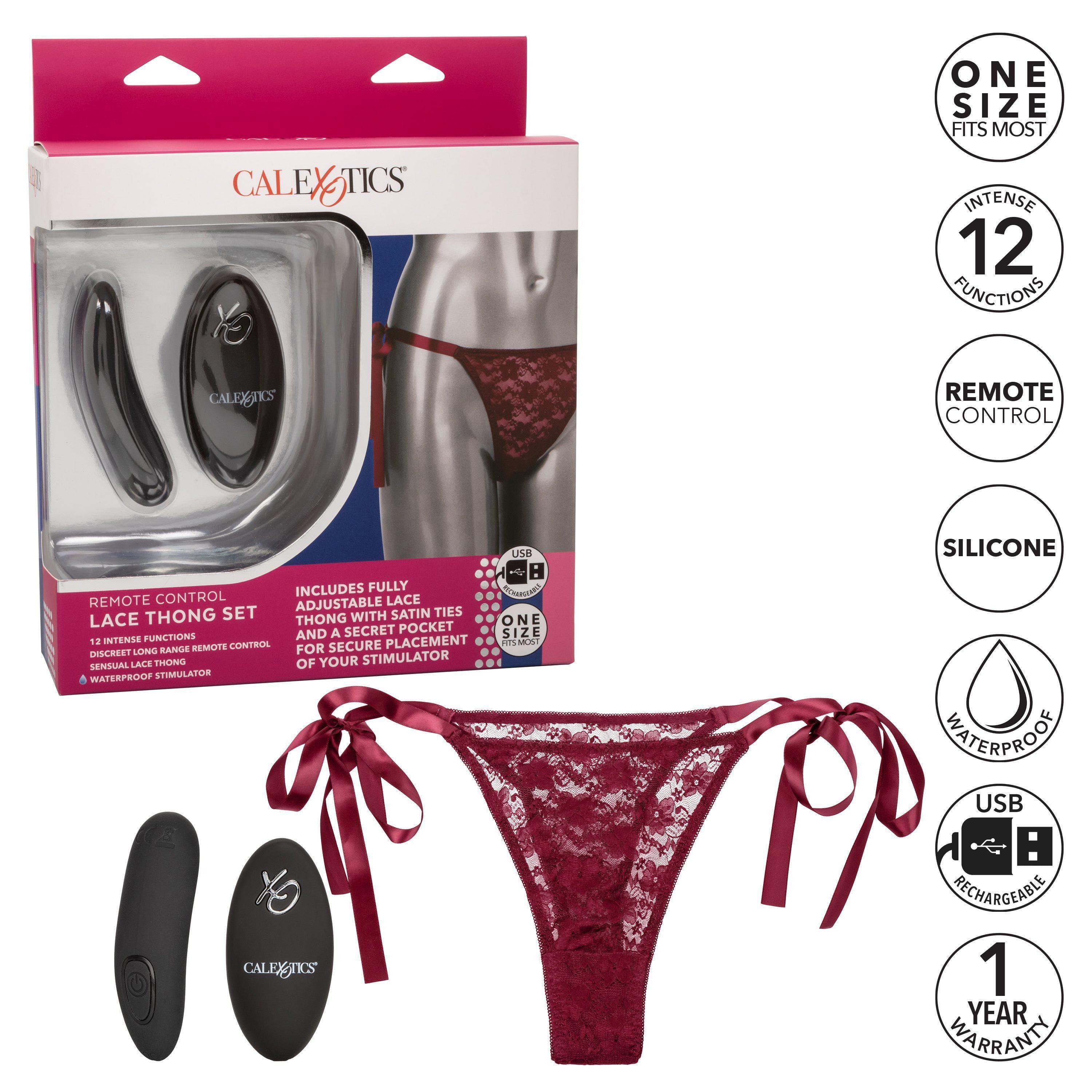Silicone Rechargeable Lace Thong Panty 3 Piece Vibrator With Remote Control - Romantic Blessings