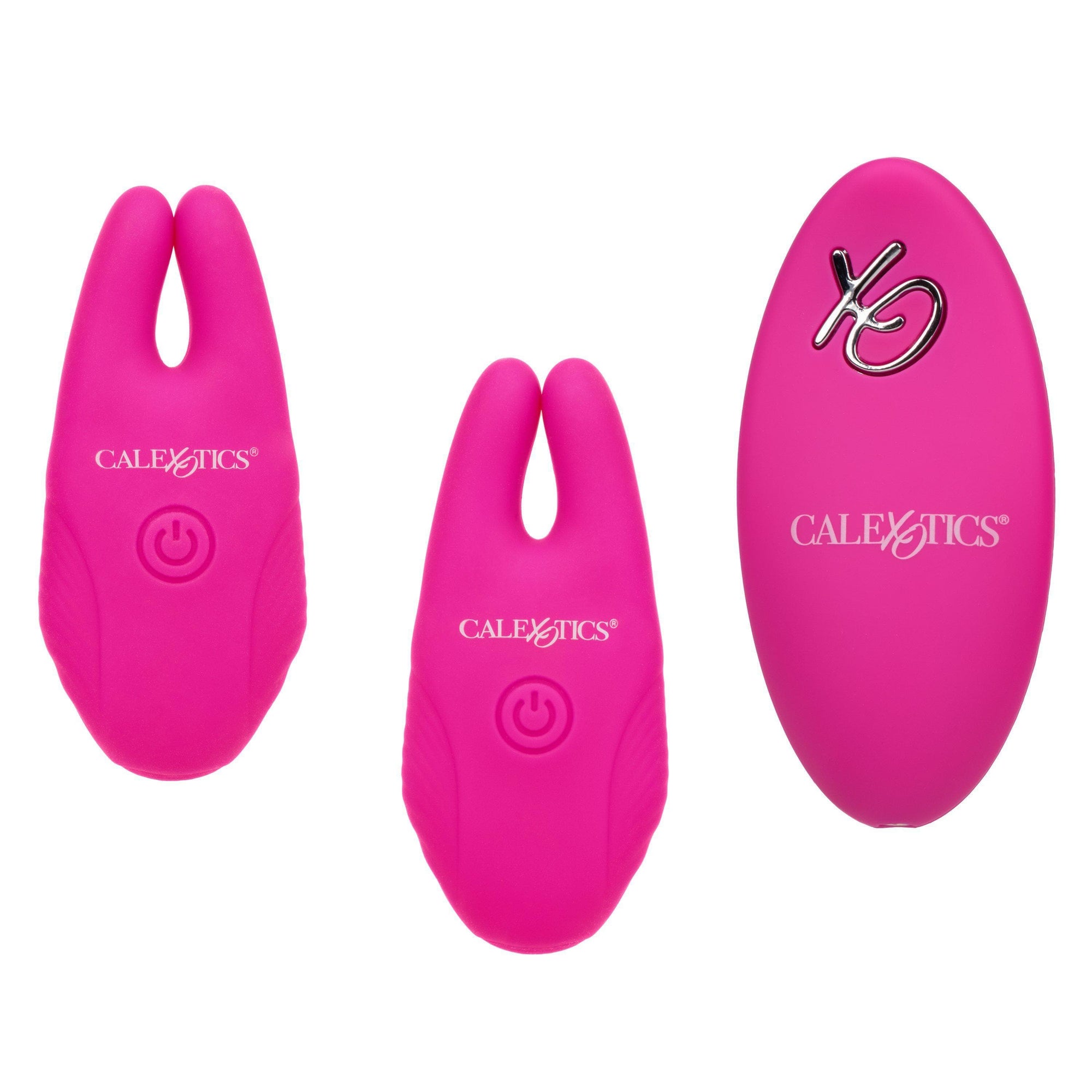 Silicone Remote Rechargeable 12 Function Vibrating Nipple Clamps - Romantic Blessings