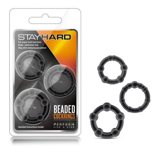 Stay Hard Beaded 3 Piece Penis Ring Erection Enhancement Set - Romantic Blessings