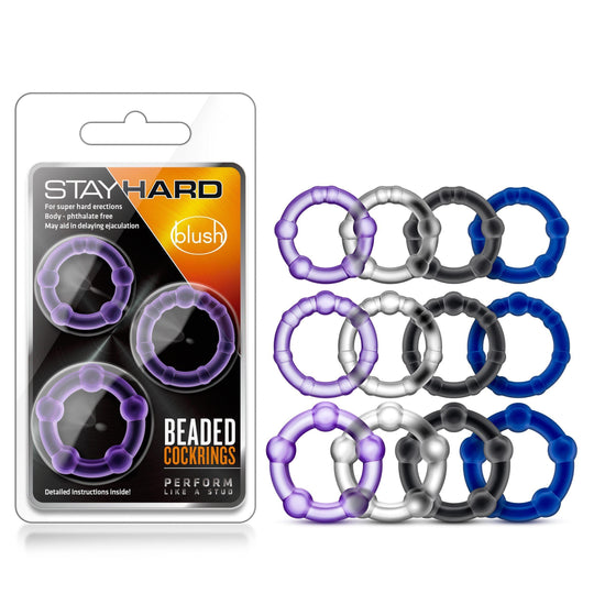 Stay Hard Beaded 3 Piece Penis Ring Erection Enhancement Set - Romantic Blessings