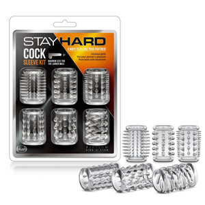 Stay Hard Male Enlargement Penis Girth Enhancement 6 Sleeve Pack Multi Textures Clear - Romantic Blessings