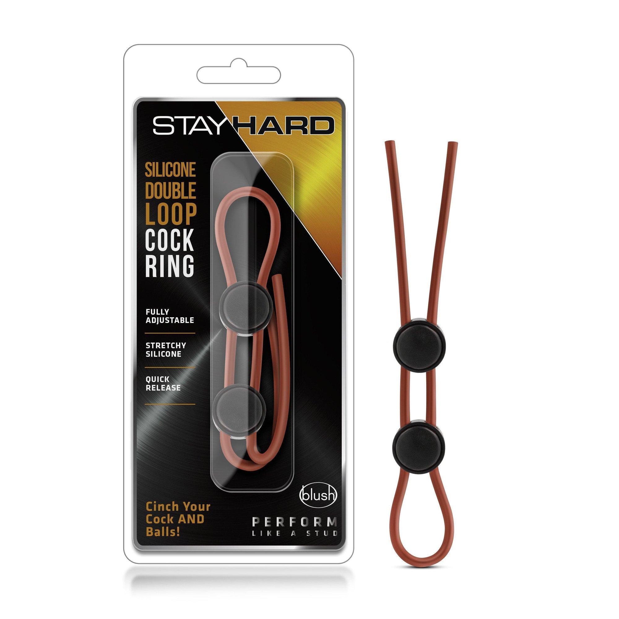Stay Hard Silicone Double Loop Penis and Scrotum Erection Enhancement Lasso Ring - Romantic Blessings