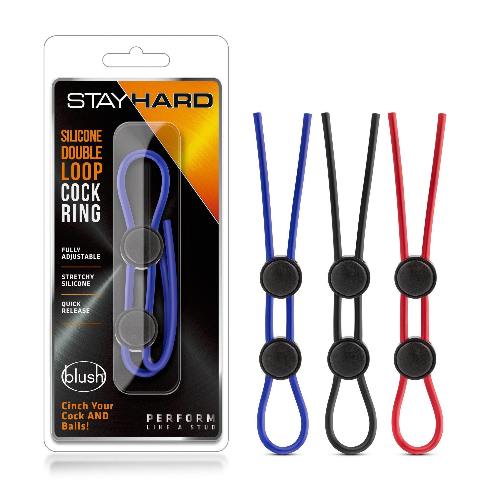 Stay Hard Silicone Double Loop Penis and Scrotum Erection Enhancement Lasso Ring - Romantic Blessings