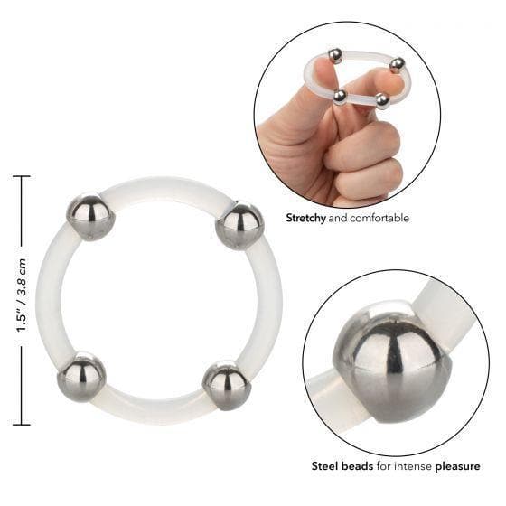 Steel Beaded Silicone Penis Ring Clear