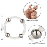Steel Beaded Silicone Penis Ring Clear - Romantic Blessings