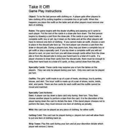 Take It Off Stripping Rummy Couples Foreplay Card Game - Romantic Blessings