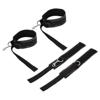 Thigh And Wrist Cuff Set Black for Couples Restraint Role Play - Romantic Blessings