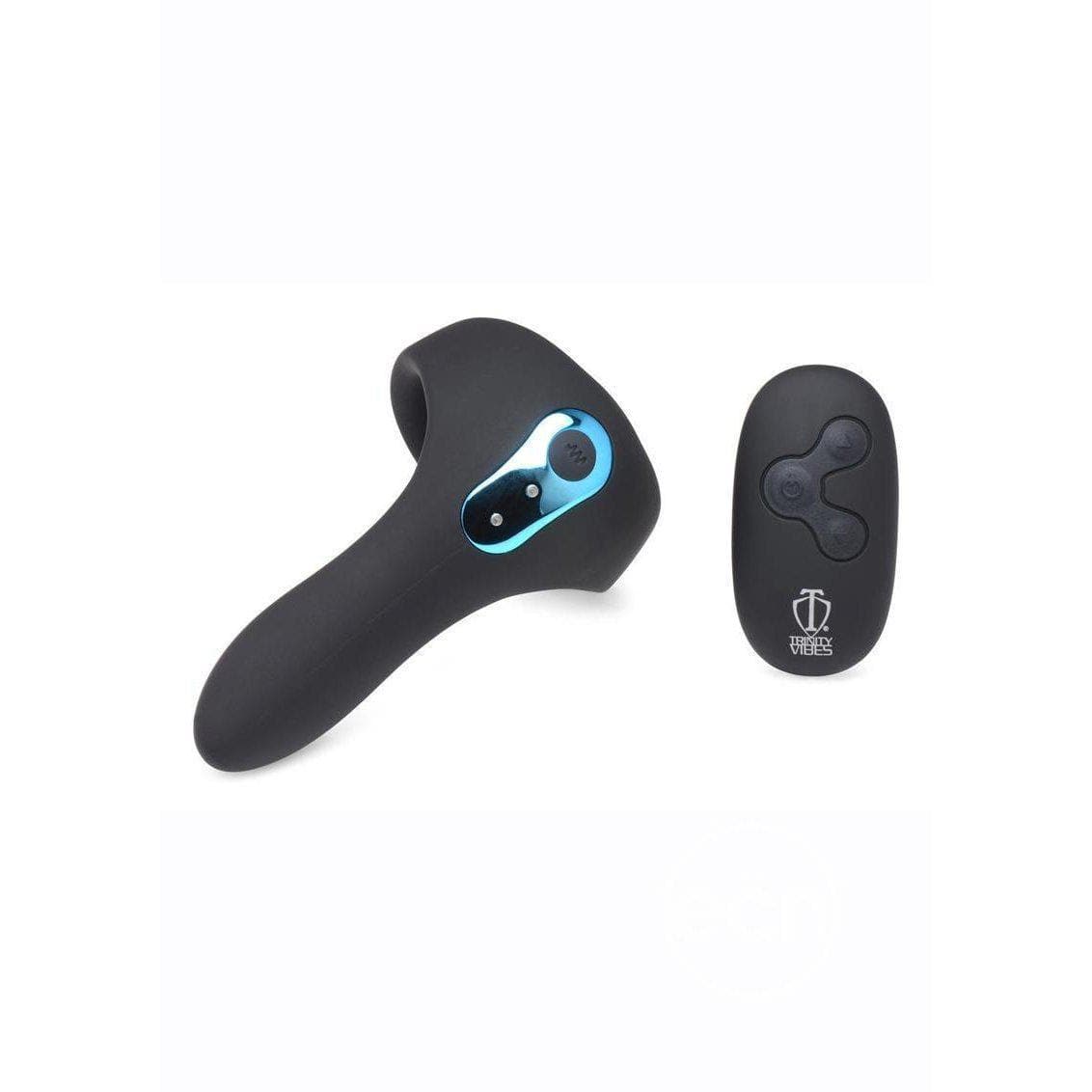 Trinity 4 Men 7X Rechargeable Silicone Penis Ring with Taint Stimulator & Remote Control - Romantic Blessings