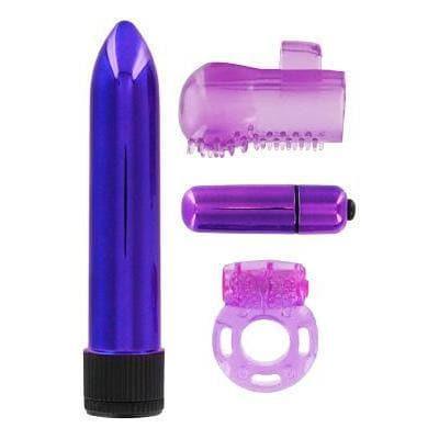 Trinity Vibes Euphoria Couples 4 Piece Kit with Multi Speed Slim Vibrator & Penis Ring - Romantic Blessings