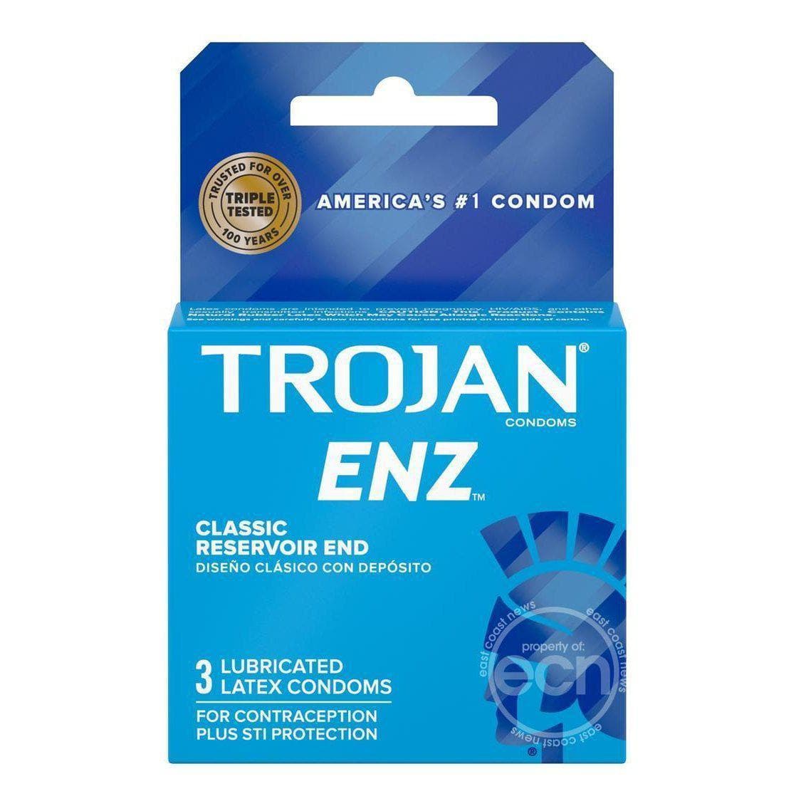 Trojan Condom Enz Lubricated 3 Pack - Romantic Blessings