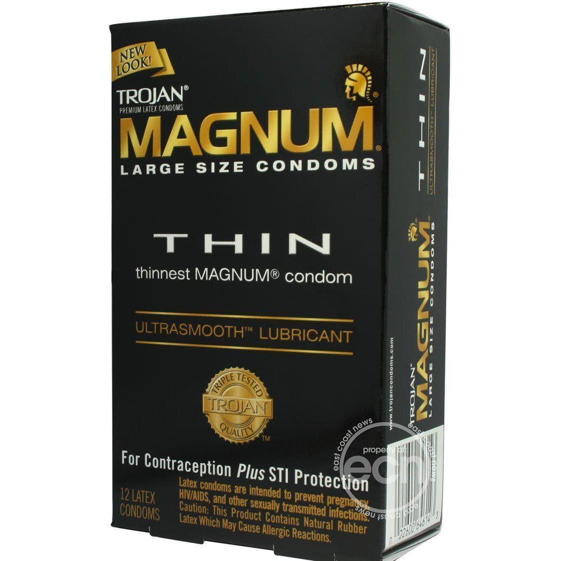 Trojan Condom Magnum Thin Large Size Lubricated 12 Pack - Romantic Blessings