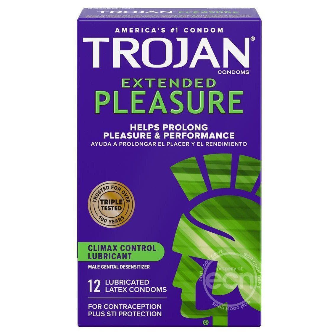 Trojan Condom Pleasures Extended Climax Control Lubricant 12 Pack - Romantic Blessings