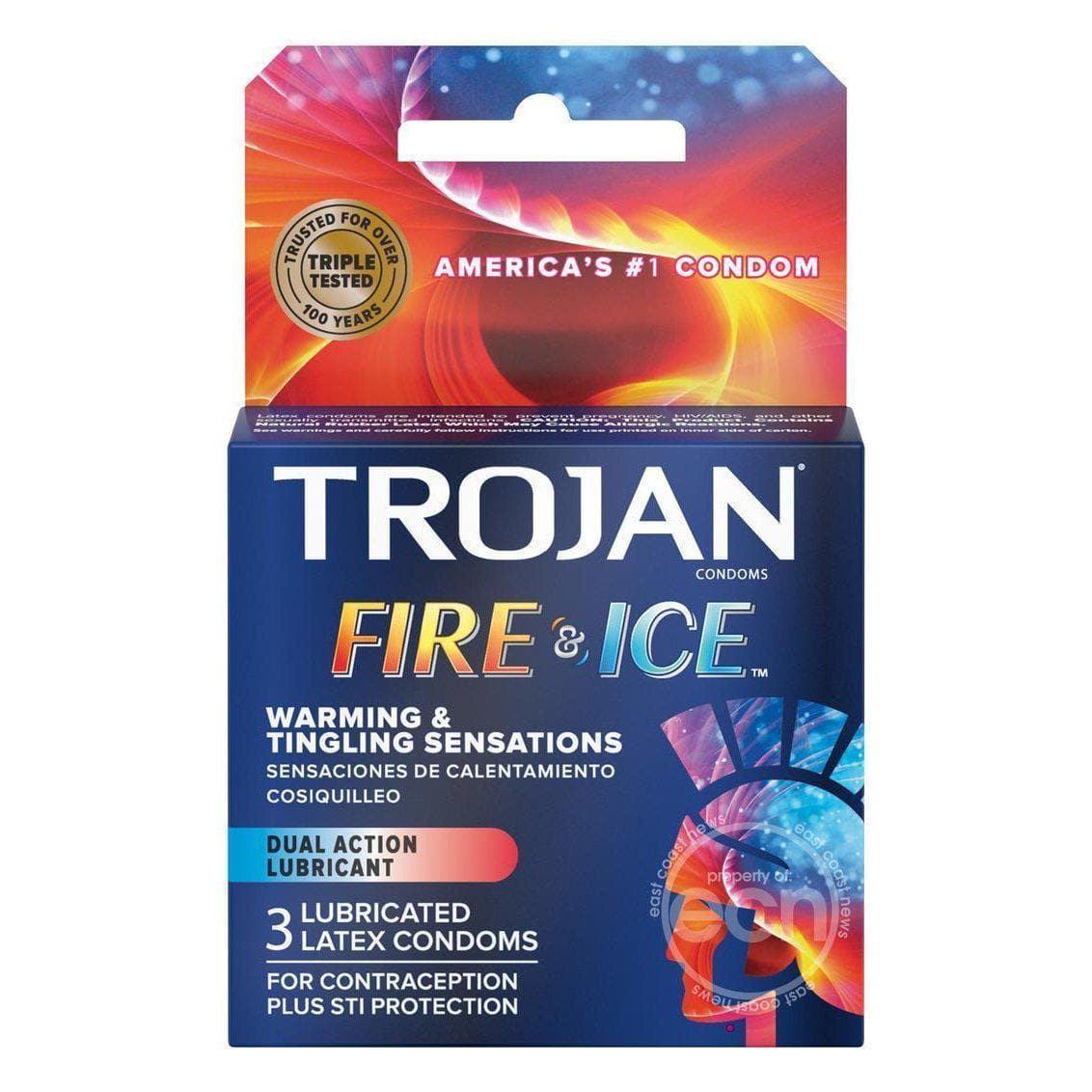 Trojan Condom Pleasures Fire & Ice Dual Action Lubricant 3 Pack - Romantic Blessings