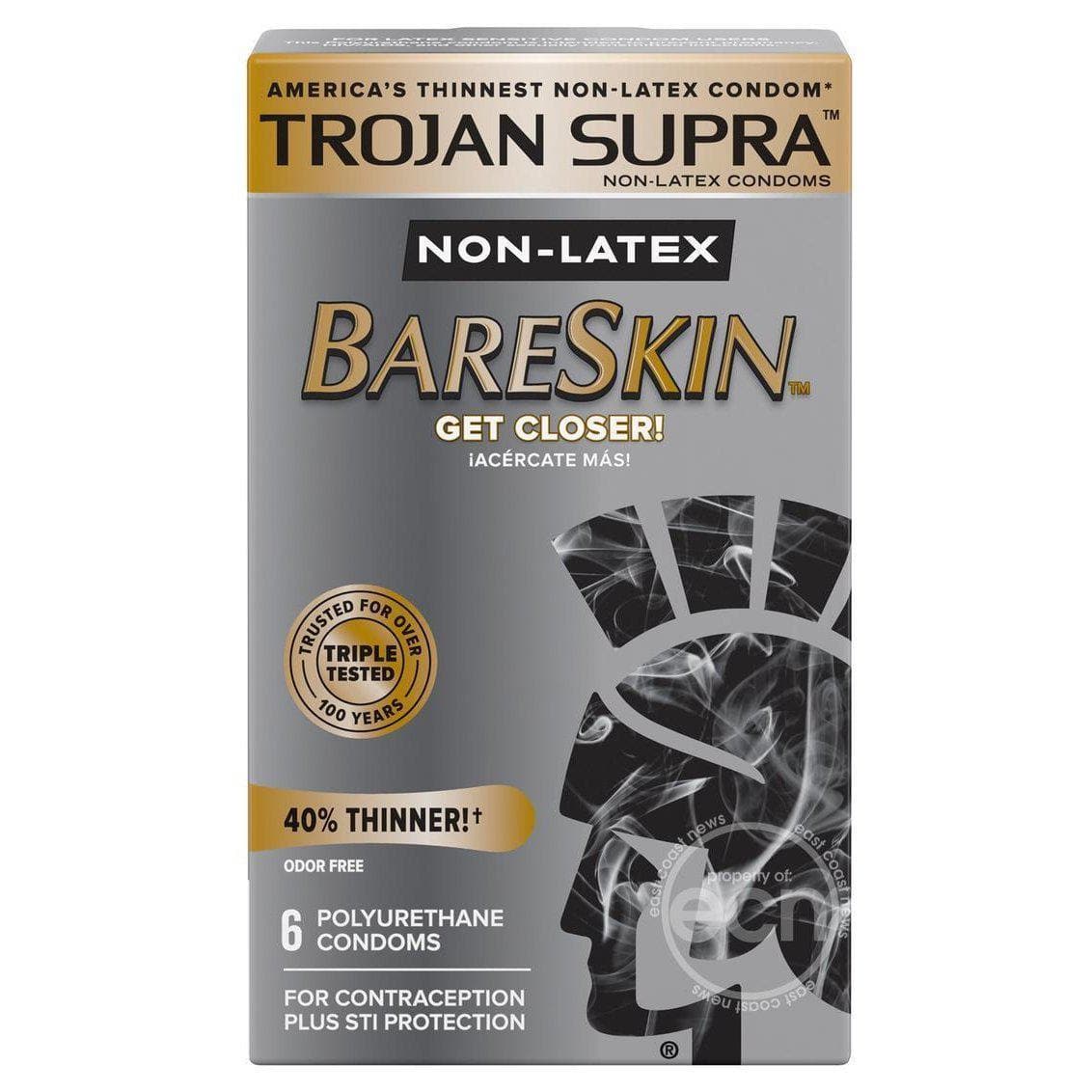 Trojan Condom Supra Microsheer Non Latex Lubricated 6 Pack - Romantic Blessings