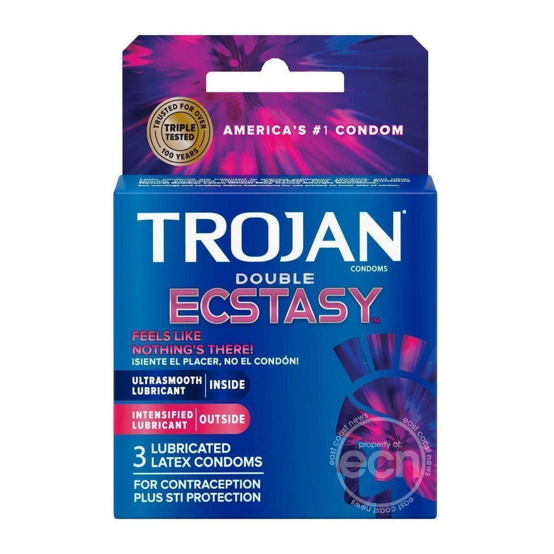 Trojan Double Ecstasy Condoms 3 Pack - Romantic Blessings