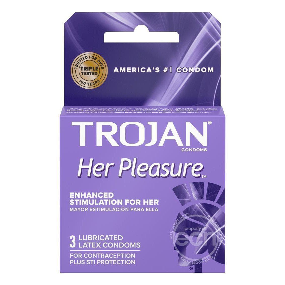 Trojan Her Pleasure Sensations Condom Lubricated 3 Pack - Romantic Blessings