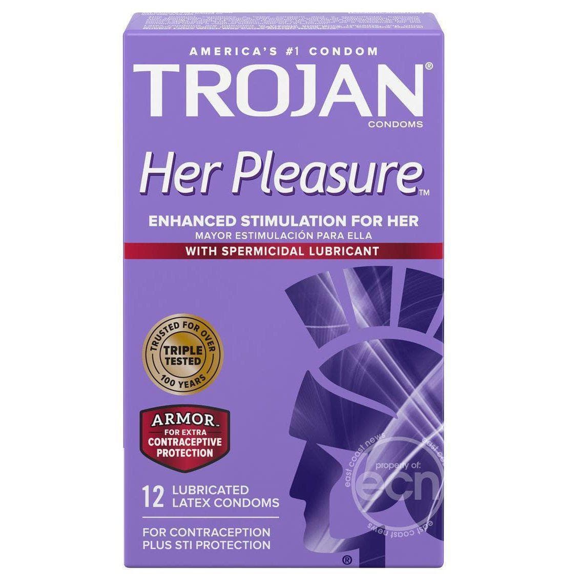 Trojan Her Pleasure Sensations Condom Spermicidal Lubricant 12 Pack - Romantic Blessings