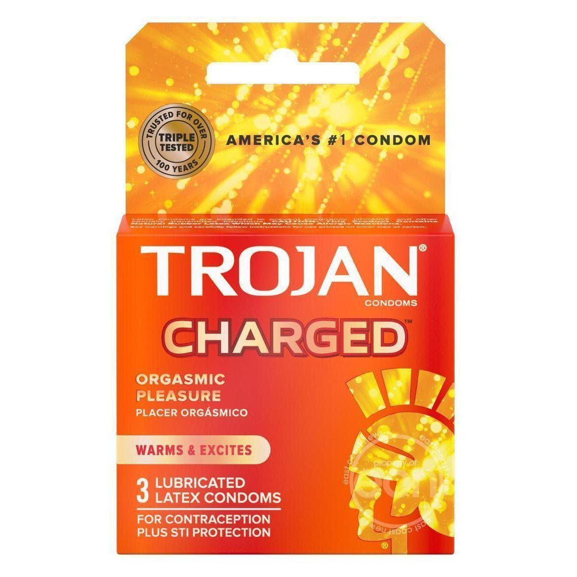 Trojan Intensified Charged Orgasmic Pleasure Condoms 3pk - Romantic Blessings