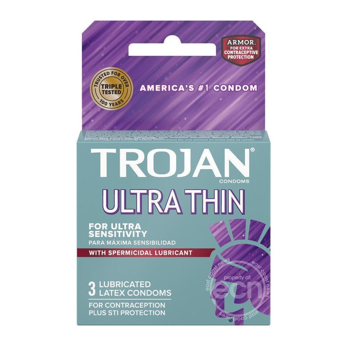 Trojan Ultra Thin Armor Spermicide Condom 3 Pack - Romantic Blessings