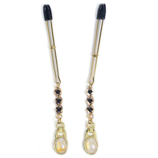Tweezer Nipple Clamp w/ Fancy Drop Stone - Romantic Blessings