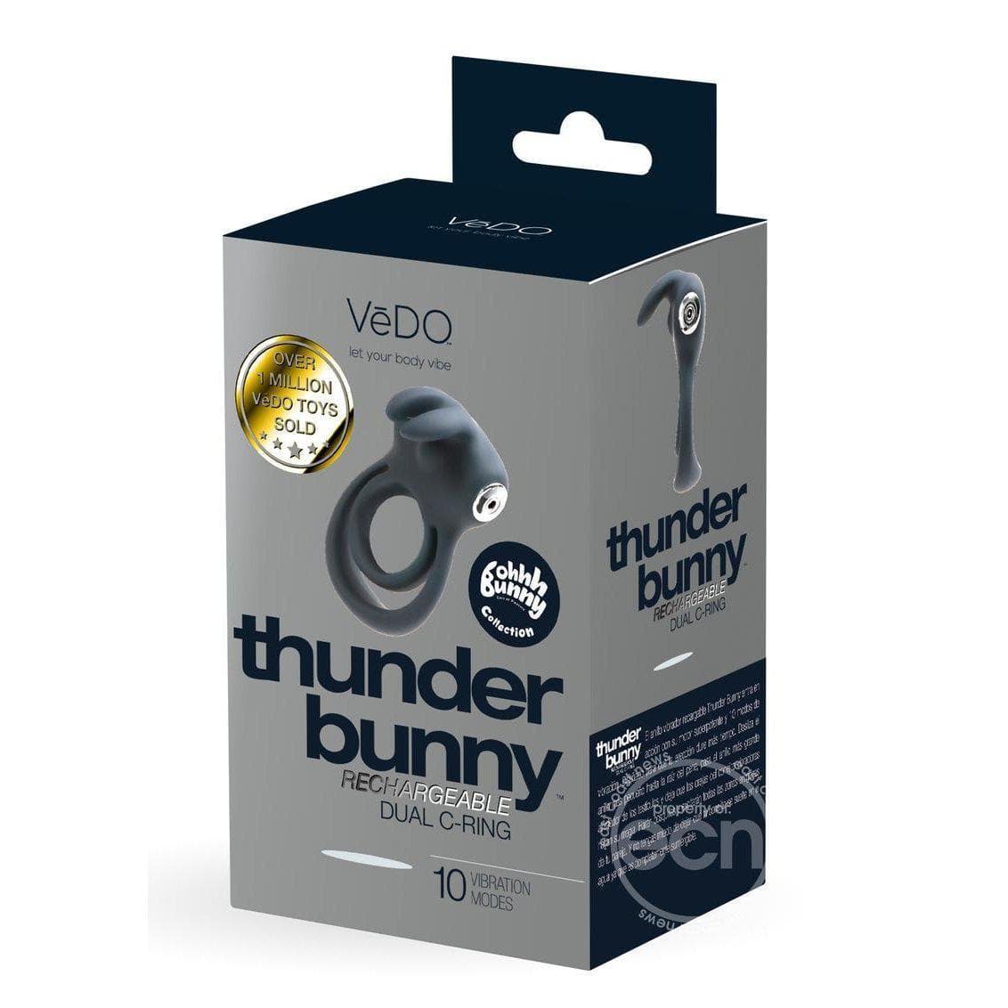 Vedo Thunder Bunny Dual Ring Rechargeable 10 Mode Couples Ring Vibrator -  Romantic Blessings